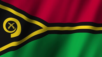 National flag of Vanuatu waving proudly in the wind during a sunny day