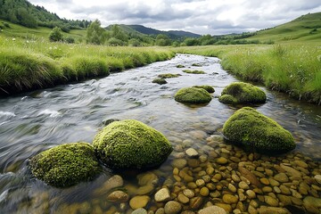 Mountain Stream for Mossy Rocks, Green Valley.
