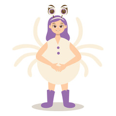 Kids Character with Halloween Costume. Vector Cartoon Illustration.