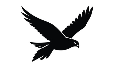 Obraz premium Hawk Flying Black Simple Silhouette