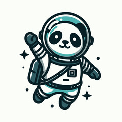 Panda Astronaut Space Explorer Vector Mascot Logo Illustration – Cute Cartoon Character in Space Suit, Perfect for Adventure, Sci-Fi, Gaming, Kids, and Futuristic Themed Branding and Design