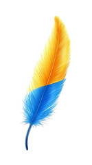 Isolated Illustration of Blue and Yellow Feather Gradient with Soft Light Abstract Design a Single Bird Plummage Art Feathered Element