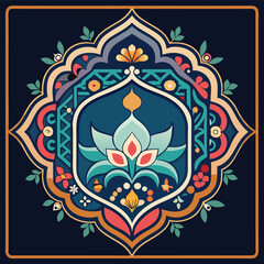 Fototapeta premium Ornate Vintage Islamic Frame with Traditional Turkish Decorative Elements