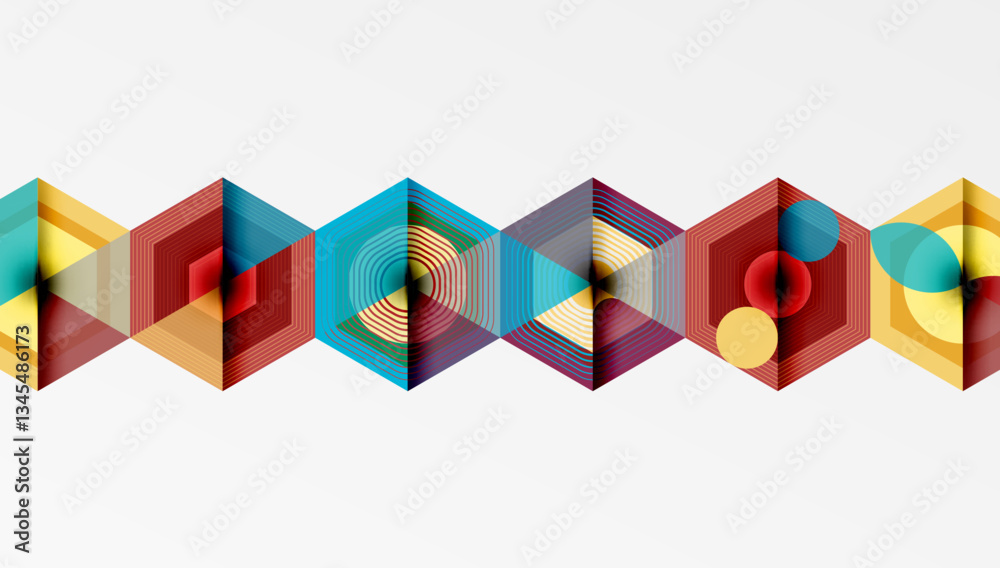 Poster hexagons design geometric abstract background