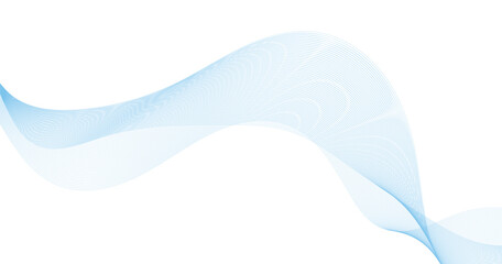 Abstract blue smooth wave on a white background. Dynamic sound wave. Design element. Vector illustration.