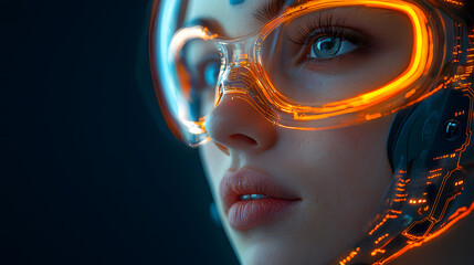 Modern Woman with Headphones at Night