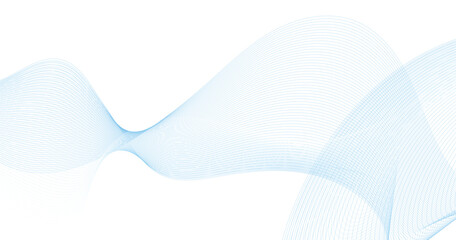 Abstract blue smooth wave on a white background. Dynamic sound wave. Design element. Vector illustration.