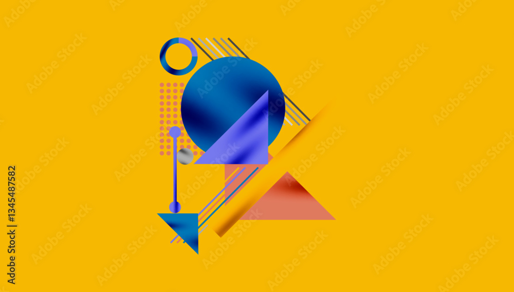 Poster circles, triangles, squares, rings and lines with shadow effect
