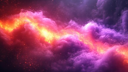 Fototapeta premium Vibrant Cosmic Nebula with Purple and Golden Hues in Deep Space