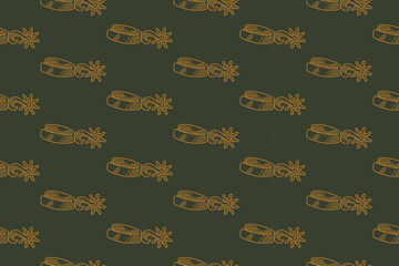western sheriff spur doodle seamless pattern on green background. cowboy spurs engraving pattern background. retro wild west spur background for rodeo, ranch decor, merchandise