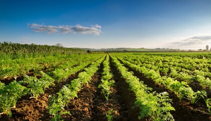 green carrots crops at field