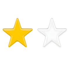 Illustration of Two Stars One Gold and One Silver Symbolizing Ratings Shining Achievement Awards Isolated on Transparent Background