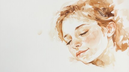 Fototapeta premium Watercolor Portrait of a Sleeping Woman