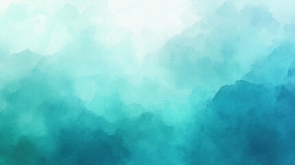 Fototapeta premium Soft watercolor texture in shades of teal and blue blending together elegantly