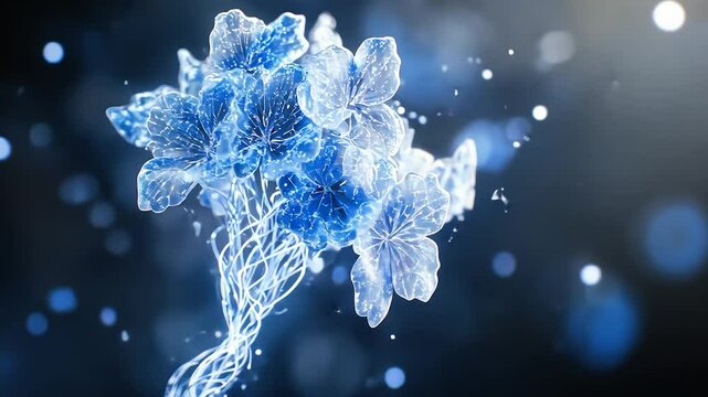 Digital Blue Flowers, Abstract Design