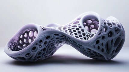 Obraz premium A sculptural white object with holes and rounded shapes displays