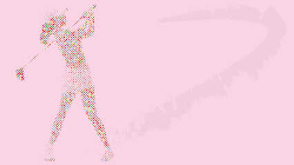 A golf athlete woman swings the ball for event campaign background