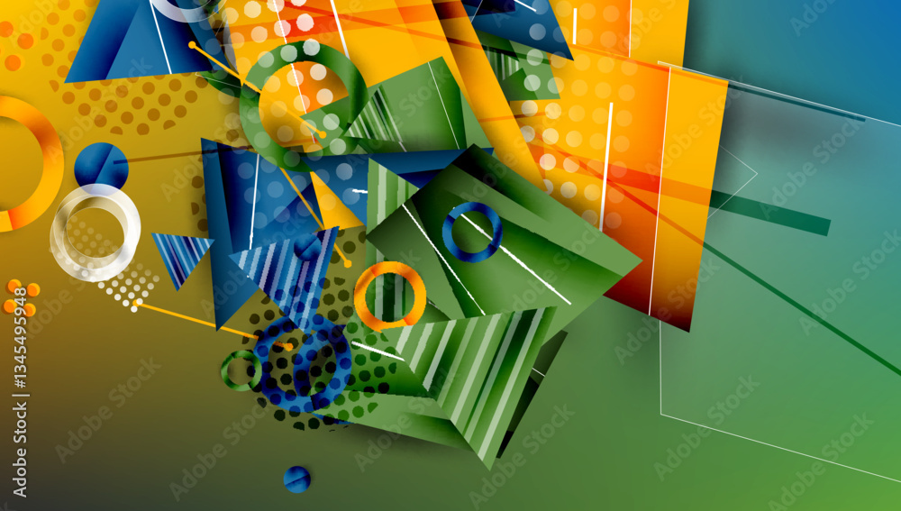 Poster creative triangles and circles composition