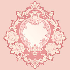 Delicate Vintage Floral Wall Art in Pastel Pink Baroque Style