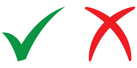 Check mark and cross symbols eps 10