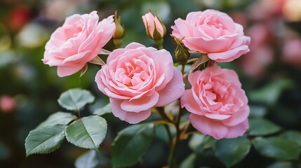 Obraz premium Pink roses blooming garden background floral design