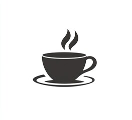 Obraz premium Simple black coffee cup and saucer icon. (1)