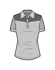 Naklejka premium Women polo, production drawing, technical drawing / flat sketch /CAD / ADOBE Illustrator vector digital download