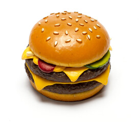Hamburger model on white background