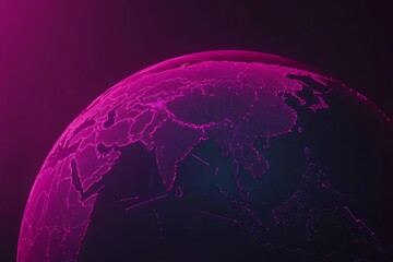 Vibrant Digital Representation of Earth in Pink Neon Glow