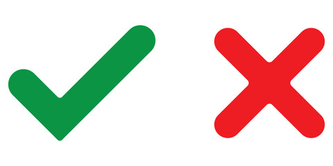 Check mark icon button set. Check mark and cross symbols eps 10