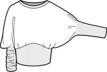 Women Sweater Off Shoulder Top, production drawing, Women, Bat wings technical drawing / flat sketch /CAD / ADOBE Illustrator vector digital download	
