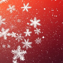 Red Winter Snowflakes Falling Background.