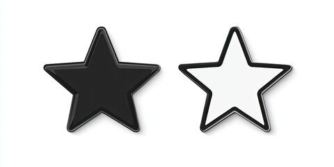 Obraz premium Black and white star icons isolated on white.
