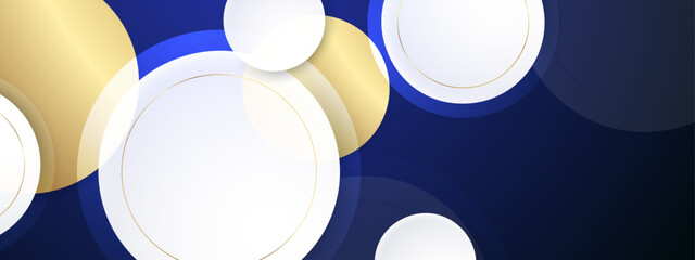 modern blue gold and white abstract circle shapes geometric background vector illustration