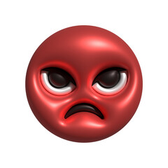 Angry red emoticon. Digital illustration. PNG, Cutout, or clipping path.