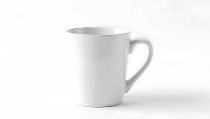 Blank White Coffee Mug on a White Background, Ideal for Branding or Custom Designs
