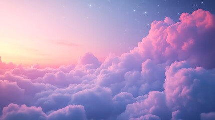 A serene sky filled with soft, pastel-colored clouds at sunset.