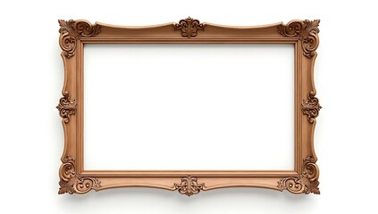 Empty Wooden Frame on a White Background, Ready for Custom Text or Artwork