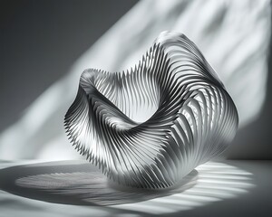 Abstract Paper Sculpture with Elegant Curves and Dynamic Shadows