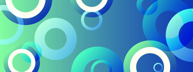 trendy white blue and green circle abstract geometric background with shapes in a vector illustration