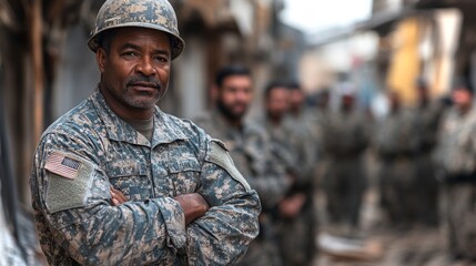 Fototapeta premium Veteran overseeing a construction project while ensuring safety and efficiency in a local area