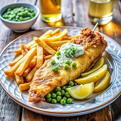 Close-up shot of fish and chips meal
