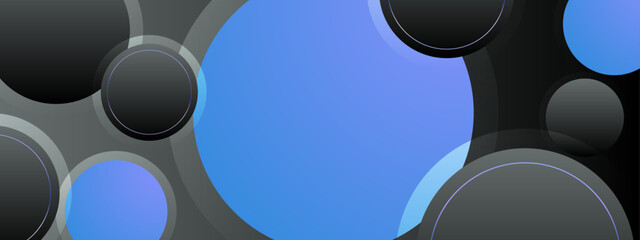 abstract black and blue geometric circle shape overlay background vector illustration