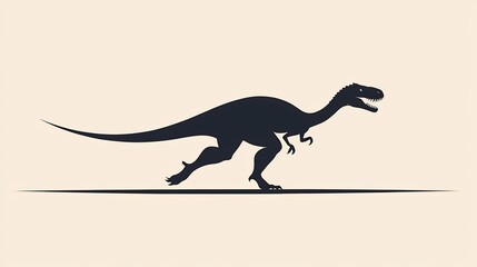 Simple yet effective design of a dinosaur silhouette running with a modern and minimalistic touch