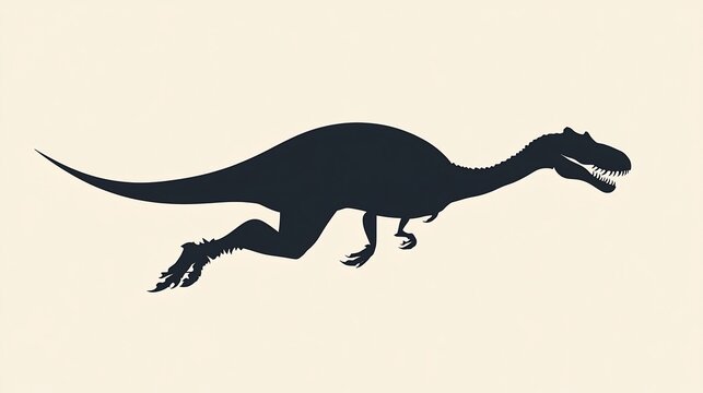 Simple yet effective design of a dinosaur silhouette running with a modern and minimalistic touch