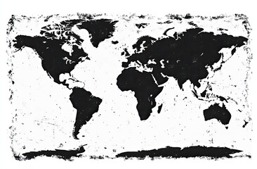 Fototapeta premium Grunge-style world map illustration.