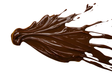 Flowing Melted Chocolate Splash Rich Dark Cocoa Drizzle, Isolated on Transparent Background