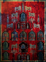 Background of old Red painted wall texture painting backdrop