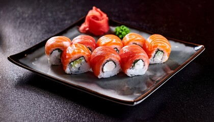 fresh sushi on a plate