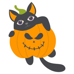 Illustration of Cute Cat Halloween. Vector Cartoon Character.